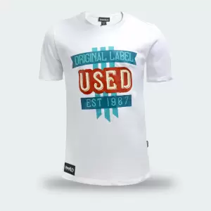 T-Shirt Used Original Print Classic Blanco Hombre