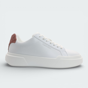 Tenis Calvin Klein Smooth Leather Logo Blanco Mujer