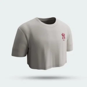 Camiseta Crop MLB Yankees Beige Mujer